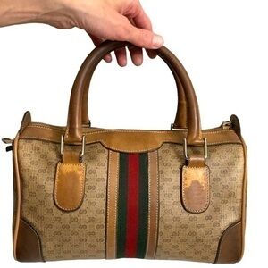 Gucci authentic vintage gg canvas leather Boston bay satchel trades accepted